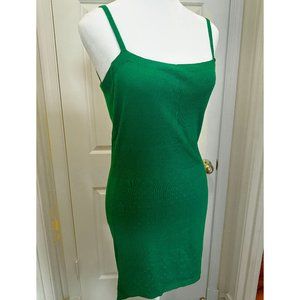 Izaac Green Knit Tank Dress /Vintage Y2K 90s / NWOT / L / Tunic Layering Bodycon